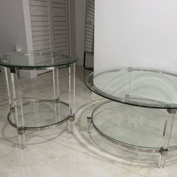 Glass Round Coffee & End Table Set