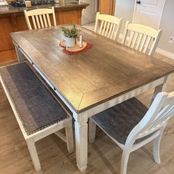 Bolanburg Dining Table and 4 Chairs and Bench