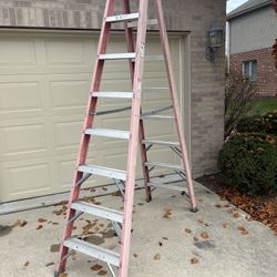 Keller 8’ Fiberglass twin step type 1A 300lb duty rated step ladder