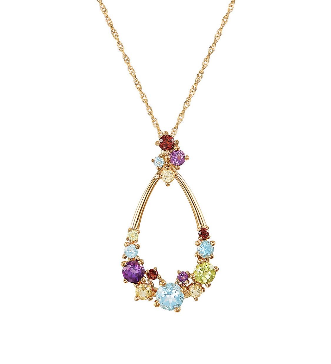 14K Gold Gemstone Pendant Necklace