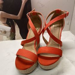 Red Wedges Heels Size 7.5