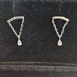 10kt white gold hidden helix piercing earrings