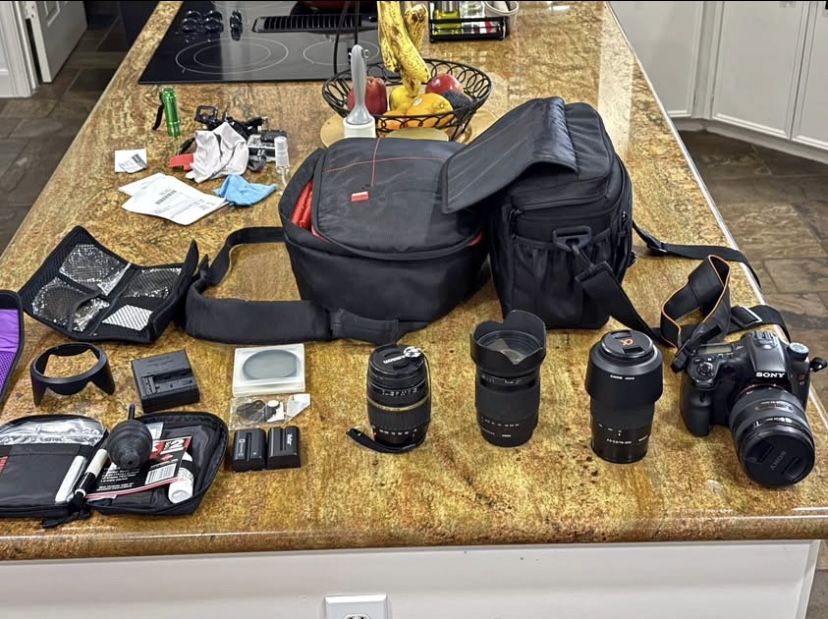 Camera Gears . Sony a 77 With Four Lenses All In Great Condition