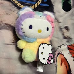 Sanrio Hello Kitty Rainbow Sherbet Teddy Onesie Plush 7”