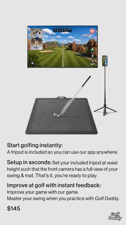 Golf Daddy Golf Simulator Mat with Tripod
