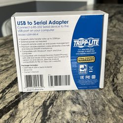 Tripp-lite USB To Serial Adapter. Connects a RS-232 Device To Your Computer. New.