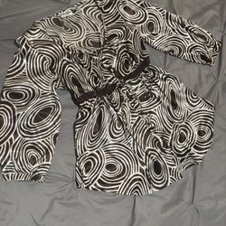 Brown and white 90s retro fashion style dress