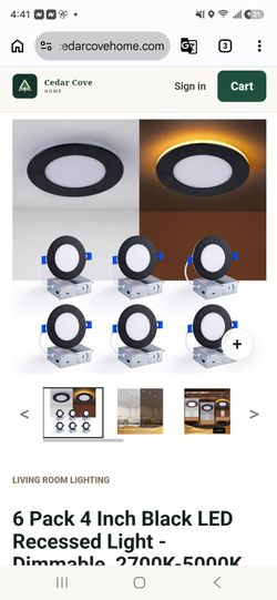 6 Pack 4 Inch Black LED Recessed Lights