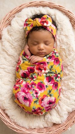 2 piece swaddle set - Swaddle blanket with matching adjustable headband