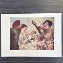 MUSIC LESSON French Jean-Antoine Watteau Fine Art Print 1900’s Vintage Original Antique London England Printed Collectible France ARTIST