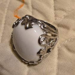 Shamrock White Stone Statement Ring 