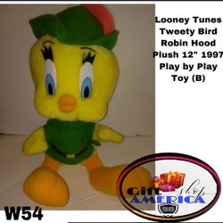 Looney Tunes Tweety Bird Robin Hood Plush 12" 1997 Play by Play Toy (B) W54