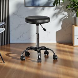 Adjustable Swivel Stool in Black/Bright Chrome Finish, 22.32'' H X 21.97'' W X 21.97'' D