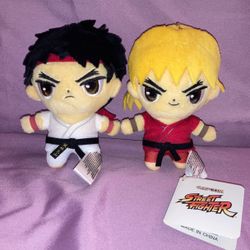 Street Fighter Little Buddy Plush Keychain Ryu and Ken