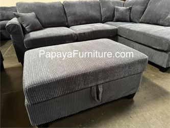 NEW Modern Sectional Sofa and Chaise Set FREE STORAGE OTTOMAN Ashley Style Designer BIG Discount SALE L Shape Dark Grey Fabric Gray White Beige Black