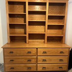 2pc Oak Dresser with Bookshelf Upper for Sale in Torrance, CA - OfferUp