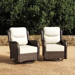 Top Quality 6 Inch Thick Cushions Patio Swivel Rocking Chairs Two Pieces Patio Rocking Chair Set 6-in Cushions 🆕🚎🚚🆕