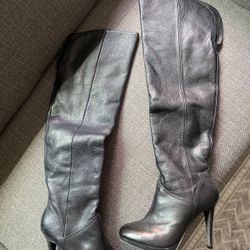 Black Leather High Boots