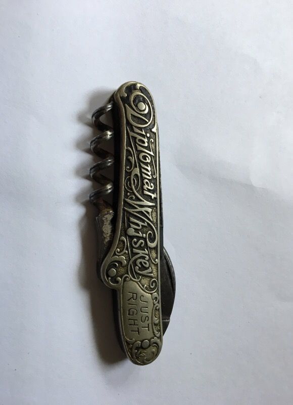 Vintage Antique Diplomat Whiskey pocket knife Silver