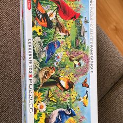 Eurographics Panoramic Springs Garden Birds 1,000 piece Jigsaw Puzzle - over 3 feet - 39X13 or 99X33