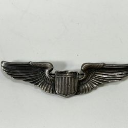 Vintage WWII Military Army Air Corps Sterling Silver Pilot Aviator Wings Pin