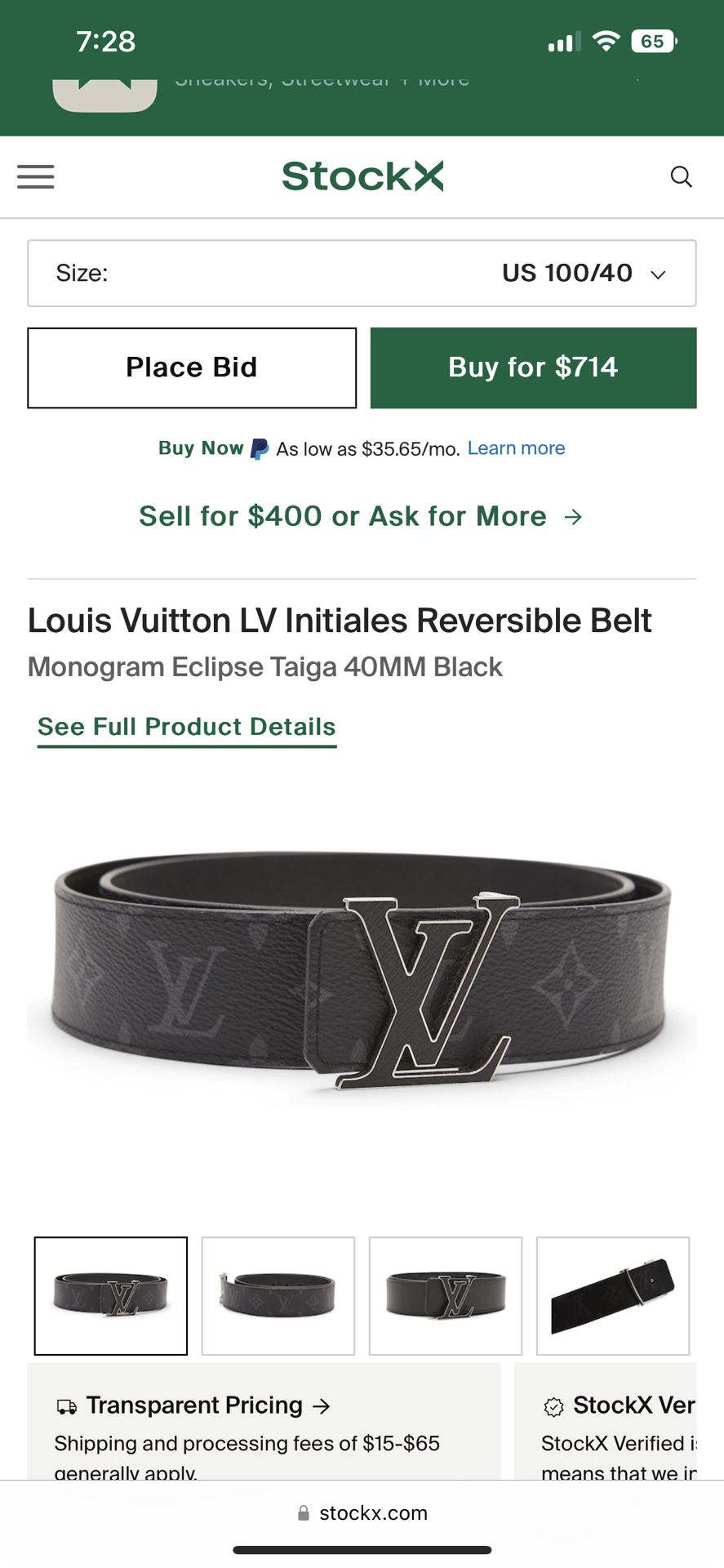 Louis Vuitton LV Initiales Reversible Belt Monogram Eclipse Taiga 40MM Black