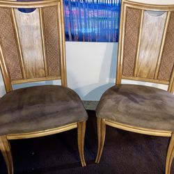Pair Of Vintage Antigua Toasted Almond Dining Chairs