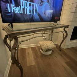 Solid Wrought Iron & Glass Console Table/ Entryway Table