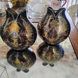 Solid brass vases around 6 in tall