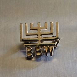 Vintage B'Nai B'rith BBW Women Menorah Pin 1/2" Gold Tone Jewish Judaica