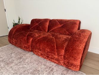 Red-Orange Two-Seater Couch