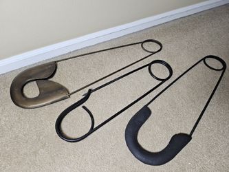 Large Safety Pin Metal Wall Art - 3 Pc Set