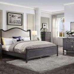 Brand New 4PC Dark Gray Bedroom Set - ALL SIZES AVAILABLE