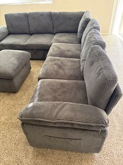 Gray Corduroy Sectional Sofa