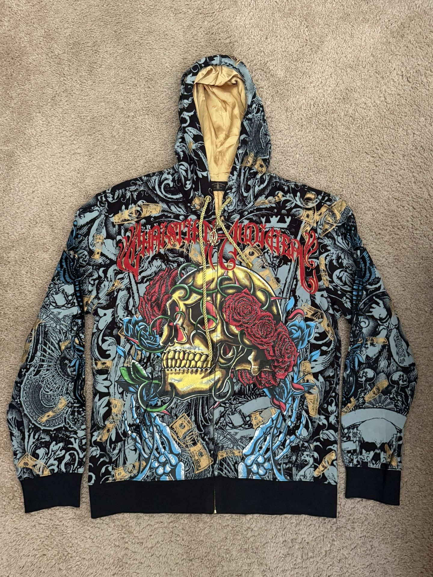 ED HARDY By CHRISTIAN AUDIGIER LOS ANGELES Sweatshirt / Hoodie Skull Money Rose Gold