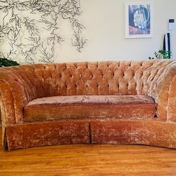 Custom Vintage Style Crescent Couch in Burnt Orange