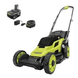 RYOBI ONE+ 18V 13 in. Cordless Battery Walk Behind Push Lawn Mower with 4.0 Ah Battery and Charger