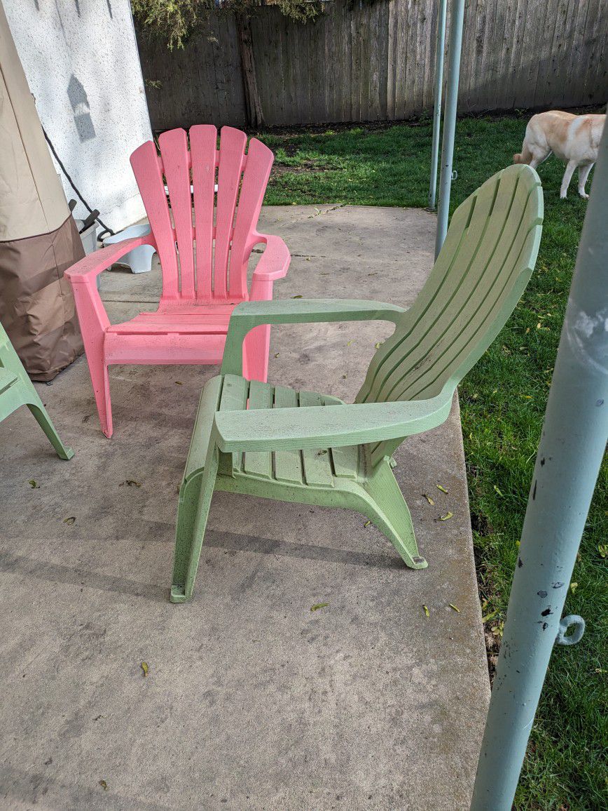3 Plastic Adirondack Chairs 