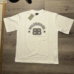 Unisex Balenciaga White Black BB Logo Shirt Size XL 