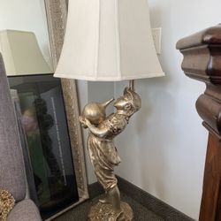 Victorian Style Vintage Lamp - Golden boy drinking from water Jug