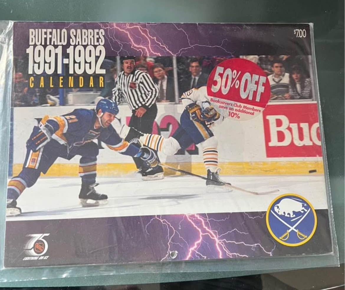 1991-92 Buffalo Sabres NHL Hockey Team-Issued Calendar