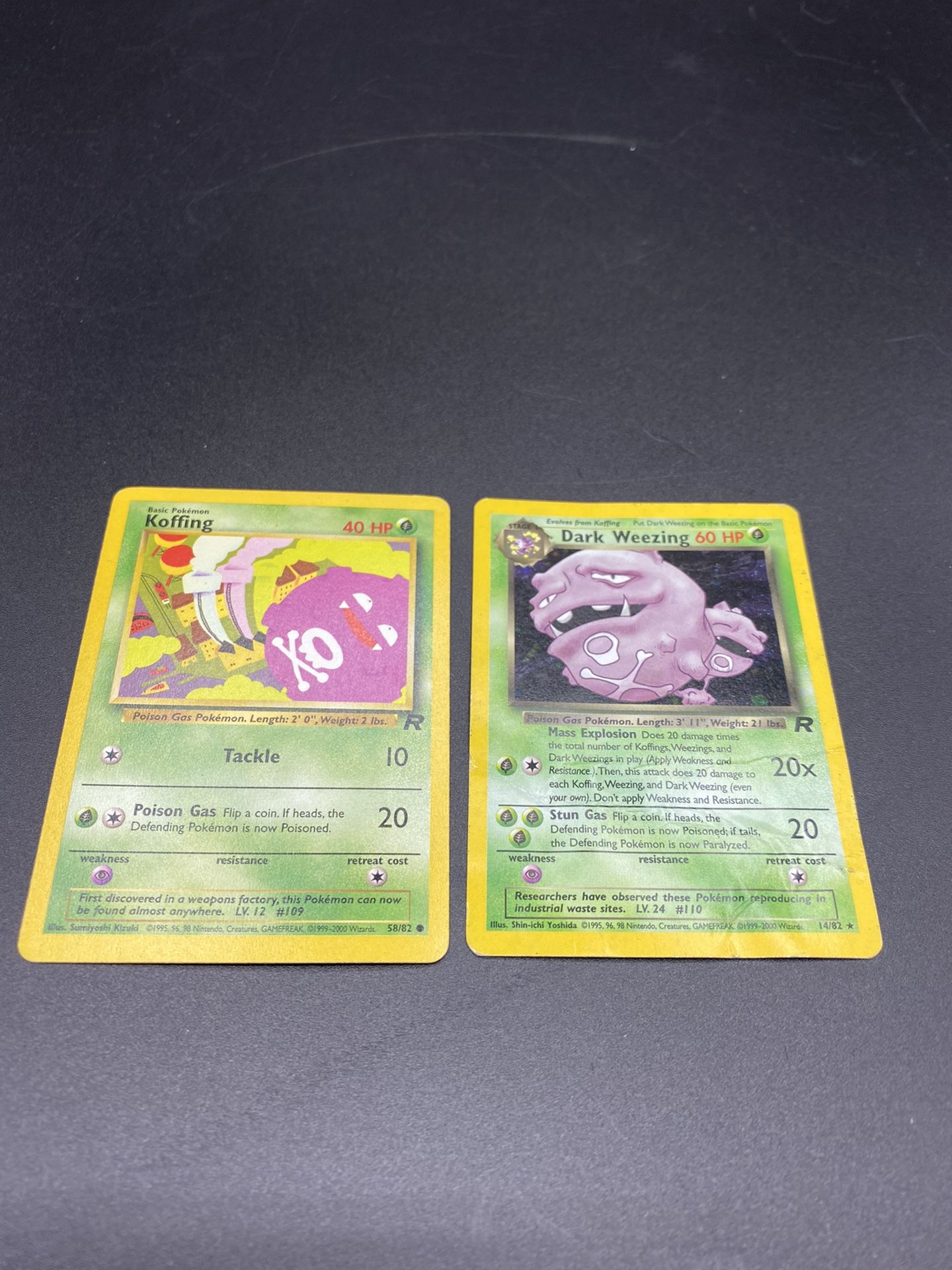 Dark Weezing 14/82 Holo Team Rocket Rare Pokémon Card & Koffing 58/82 WOTC