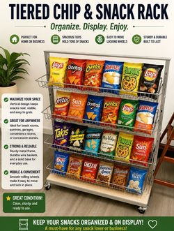 Tiered Metal Chip & Snack Display Rack