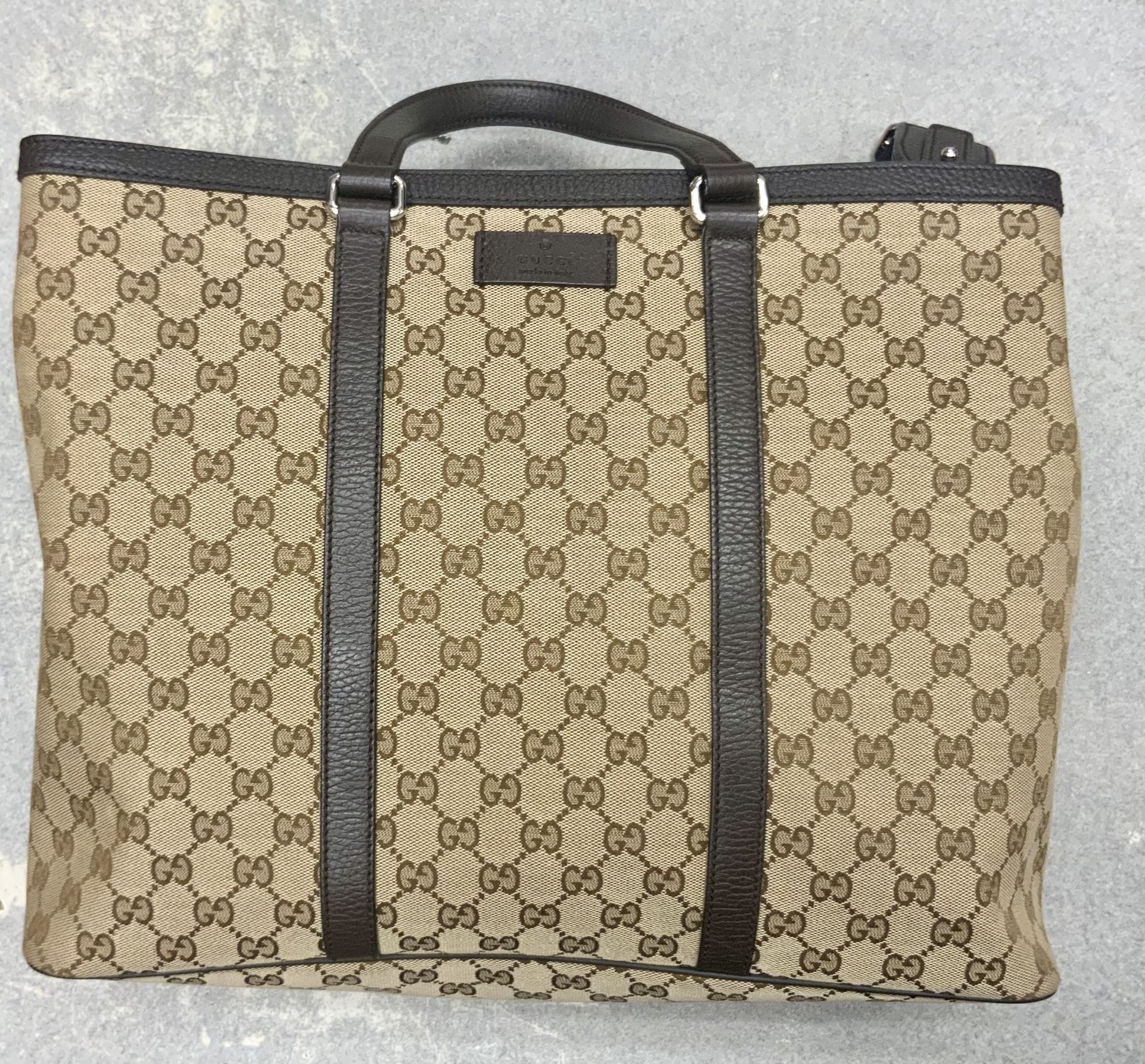 Gucci Beige Brown Shoulder Bag 449169000926 Authentic GG Canvas Leather Large Tote Laptop Luxury Brand Fashion