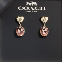 NEW Coach Gold Heart  Drop Earrings