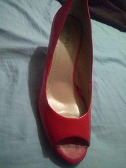 Red peep toe, mid heel size 9M from Ellen Tracy and purchased from DSW
