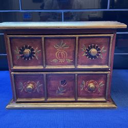 Vintage hand painted solid wood chest with 2 draws