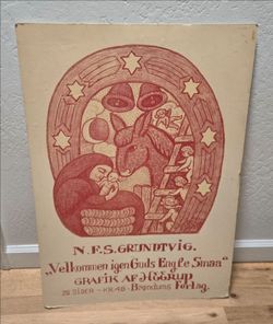 Henry Heerup Original Lithograph Poster 1972 Danish Modern Art Christmas Hymn