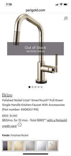 Brizo Litze Faucet Pull Down Kitchen Smart Touch Polished Nickel