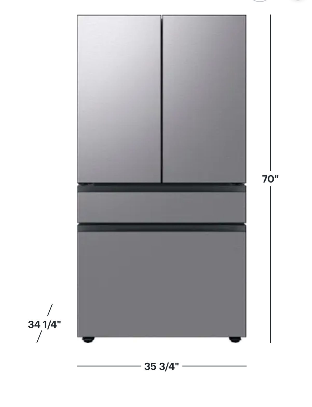 Samsung - BESPOKE 29 cu. ft. 4-Door French Door Smart Refrigerator with Beverage Center - Fingerprint Resistant Stainless Steel